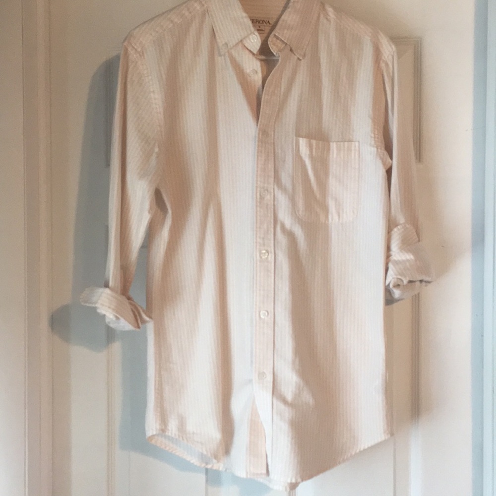 Merona pink and white stripped button down